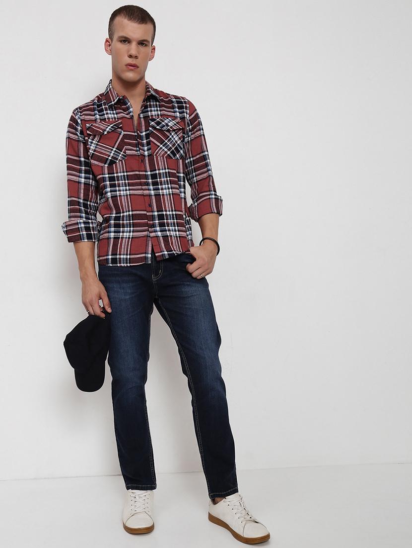 men checkered collared long sleeve shirt - 21955959 - Standard Image - 6