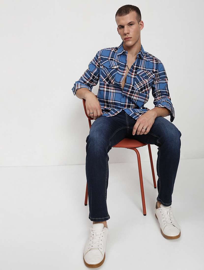 men checkered collared long sleeve shirt - 21955960 -  Standard Image - 6