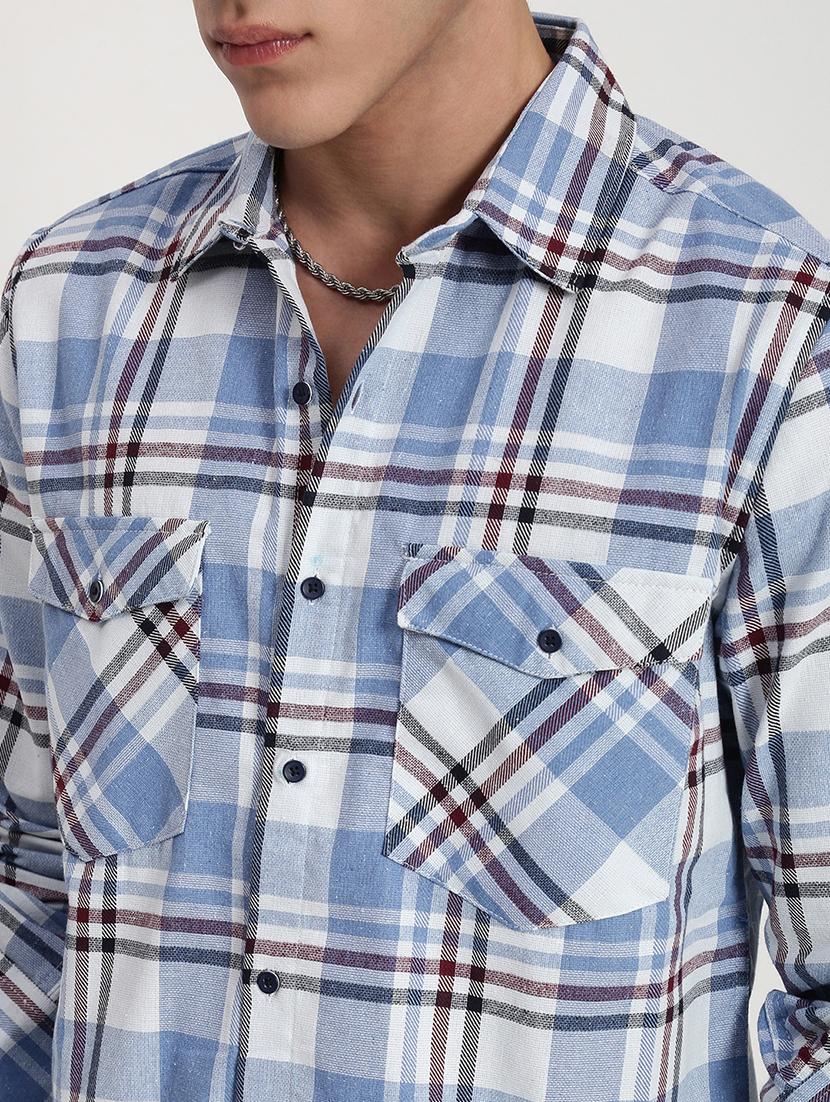 men checkered collared long sleeve shirt - 21955961 - Standard Image - 4