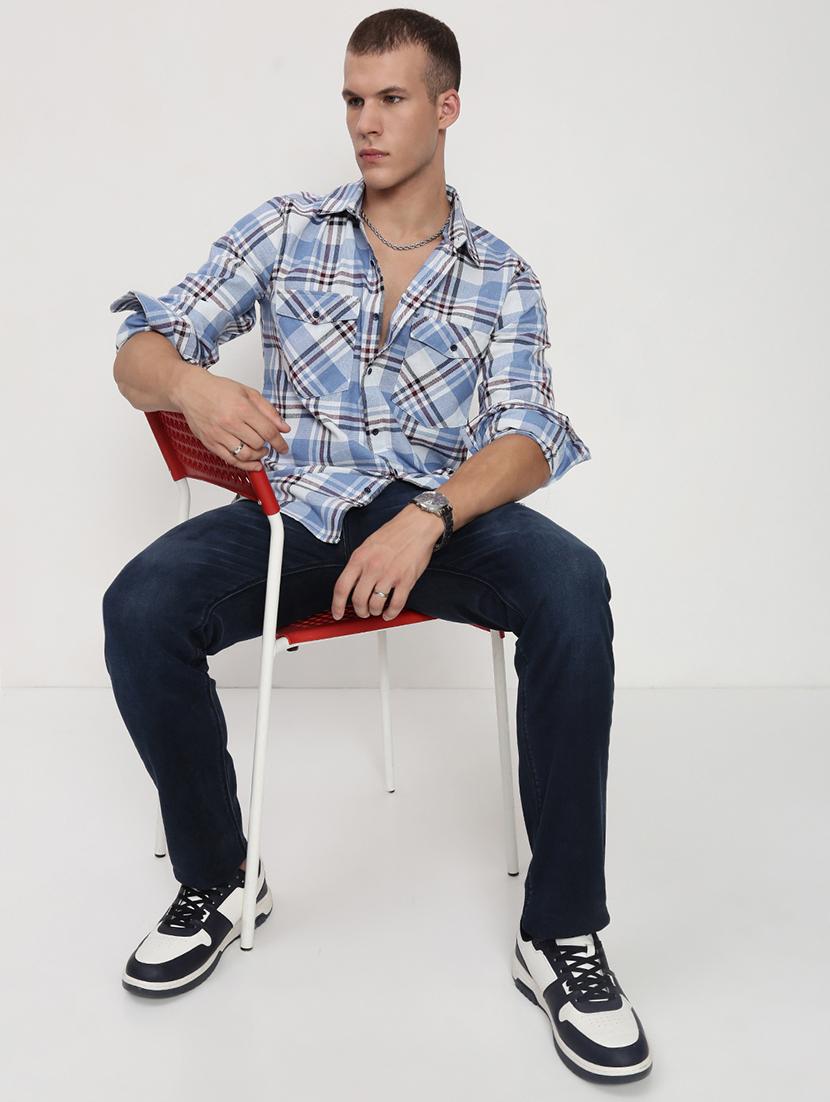 men checkered collared long sleeve shirt - 21955961 - Standard Image - 6