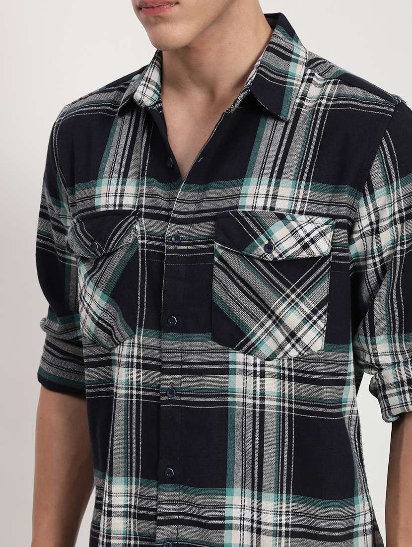 men checkered collared long sleeve shirt - 21955962 -  Standard Image - 4