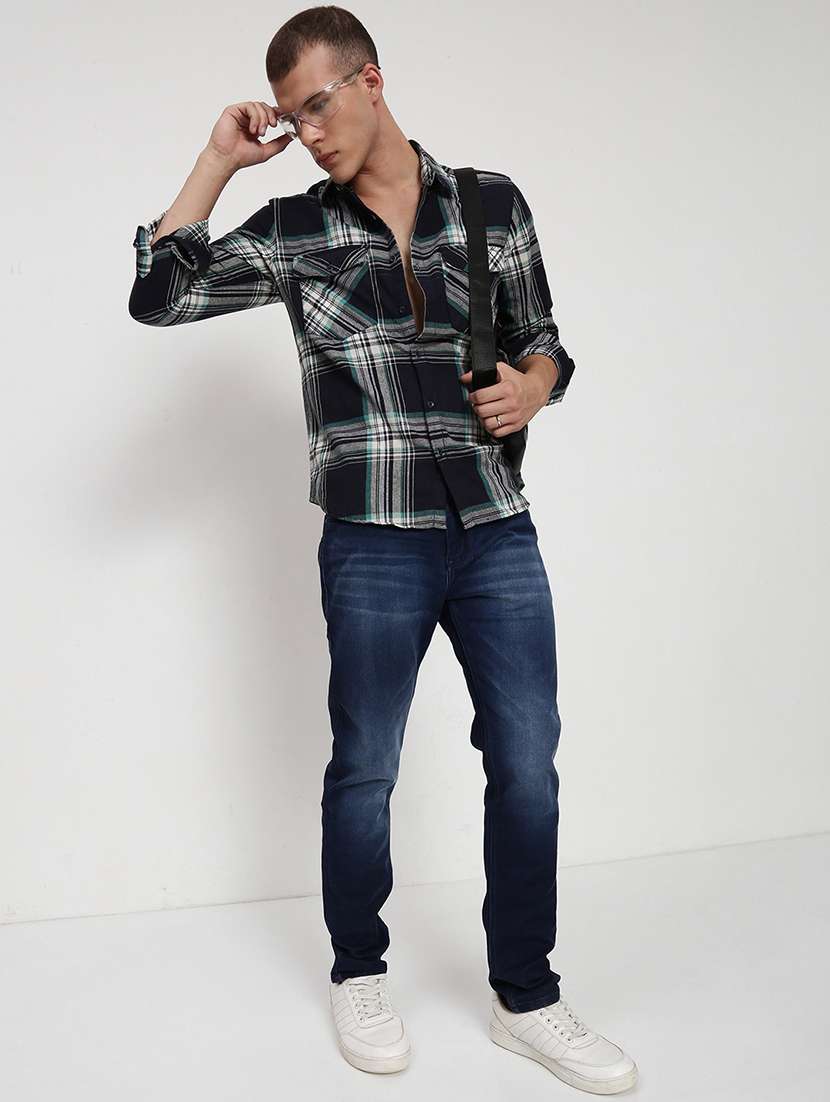 men checkered collared long sleeve shirt - 21955962 -  Standard Image - 6