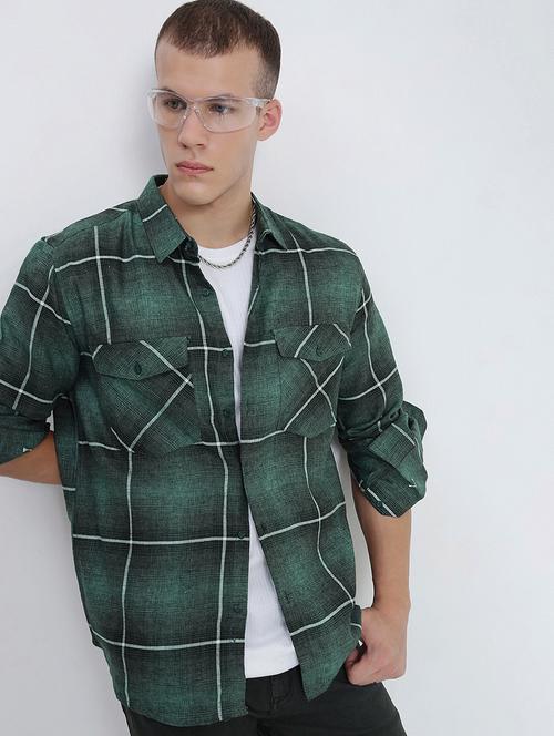 men checkered collared long sleeve shirt - 21955964 - Standard Image - 0