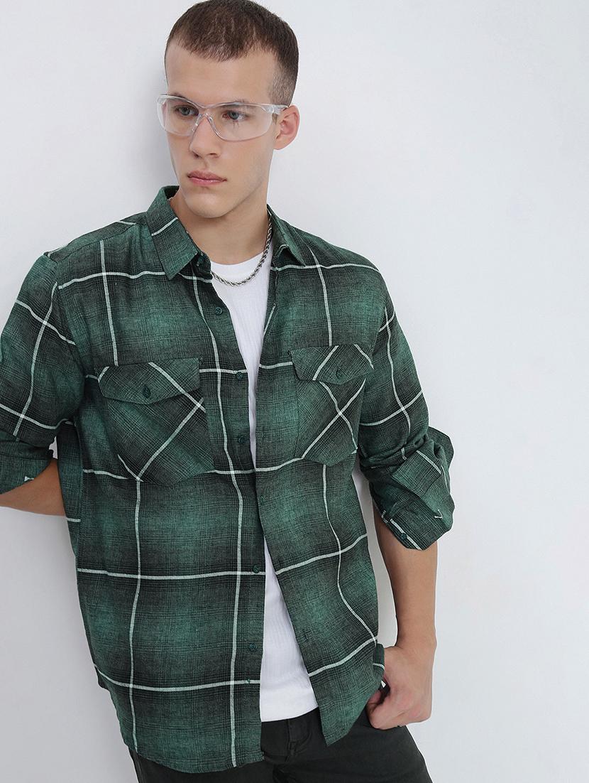 men checkered collared long sleeve shirt - 21955964 - Zoom Image - 0