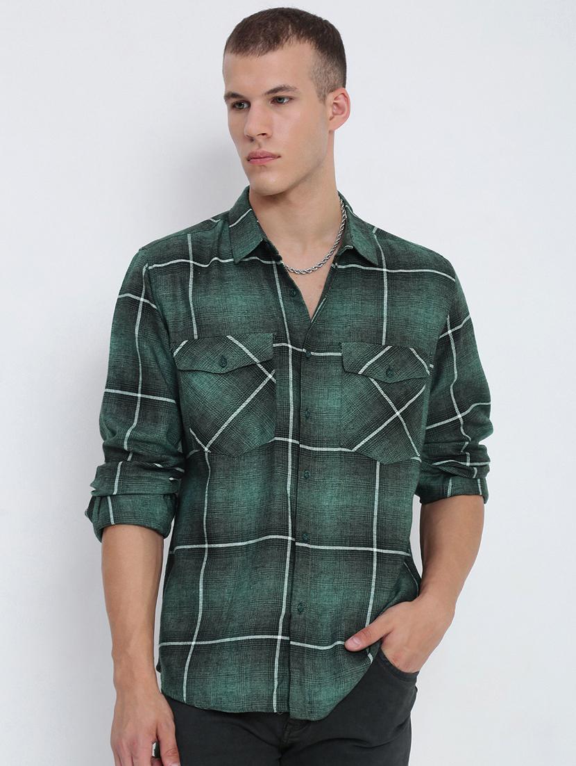 men checkered collared long sleeve shirt - 21955964 - Standard Image - 1