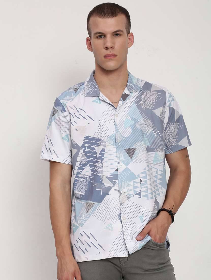 men printed cuban collared short sleeve shirt - 21955967 -  Standard Image - 1