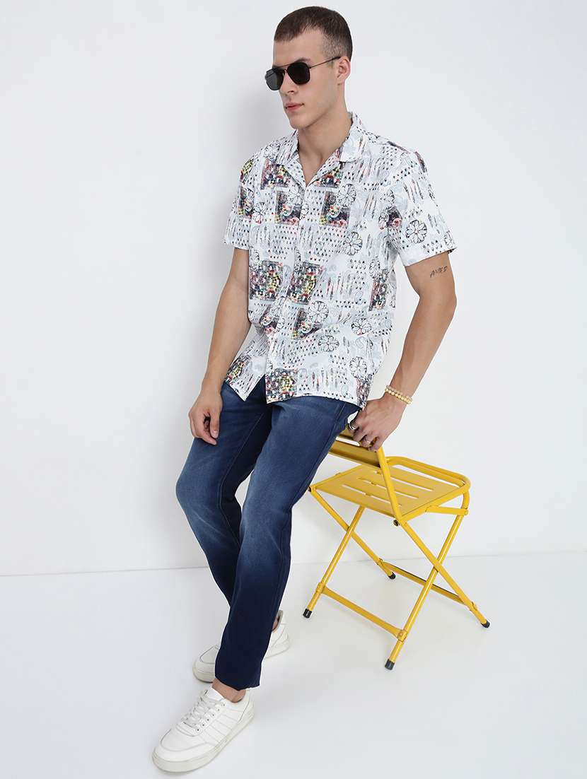 Men Printed Cuban Collared Short Sleeve Shirt - 21955969 -  Standard Image - 6