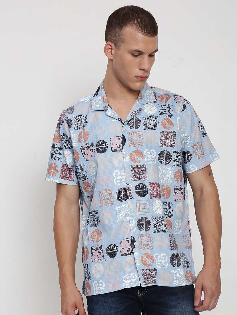 men printed cuban collared short sleeve shirt - 21955970 -  Standard Image - 1
