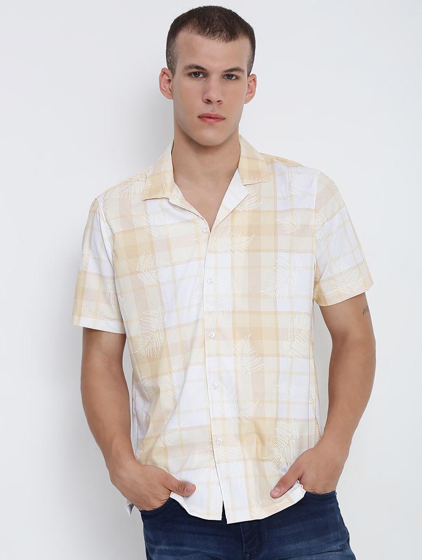 men checkered cuban collared short sleeve shirt - 21955971 -  Standard Image - 1