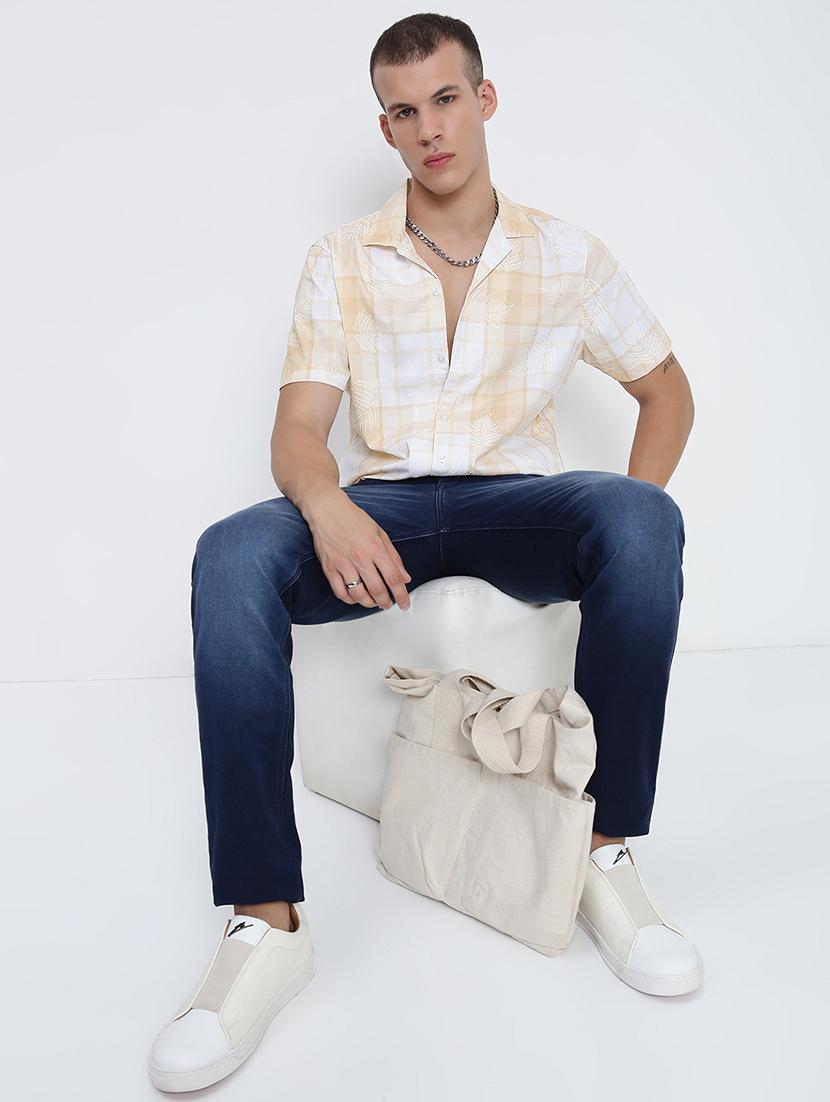 men checkered cuban collared short sleeve shirt - 21955971 - Standard Image - 6