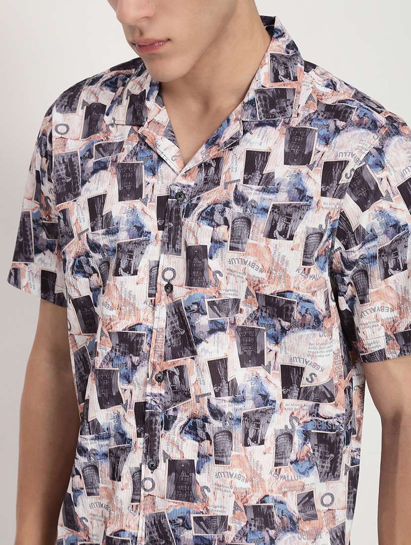 men printed cuban collared short sleeve shirt - 21955973 -  Standard Image - 4