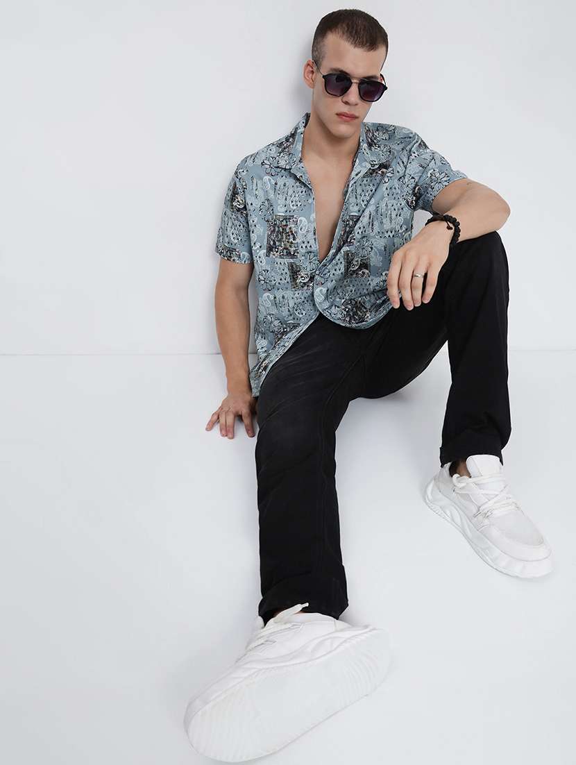men printed cuban collared short sleeve shirt - 21955975 - Standard Image - 6