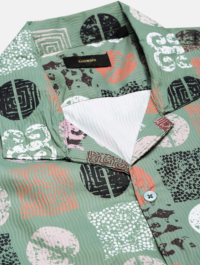 men printed cuban collared short sleeve shirt - 21955980 - Standard Image - 6