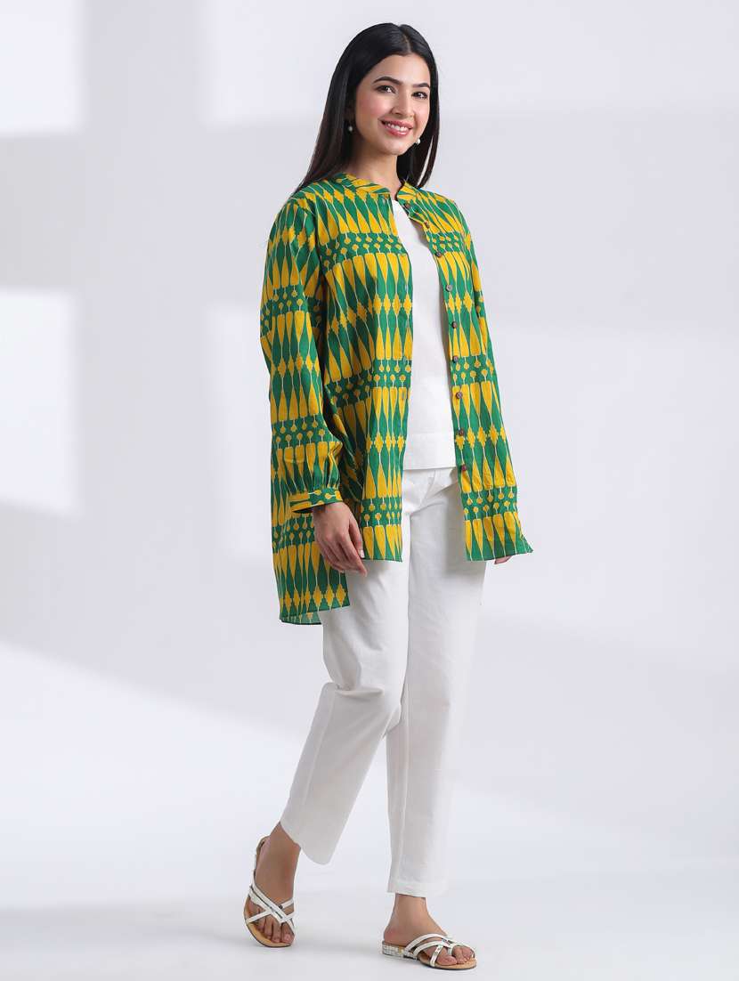 women printed long sleeve high low ethnic top - 21956000 - Standard Image - 4