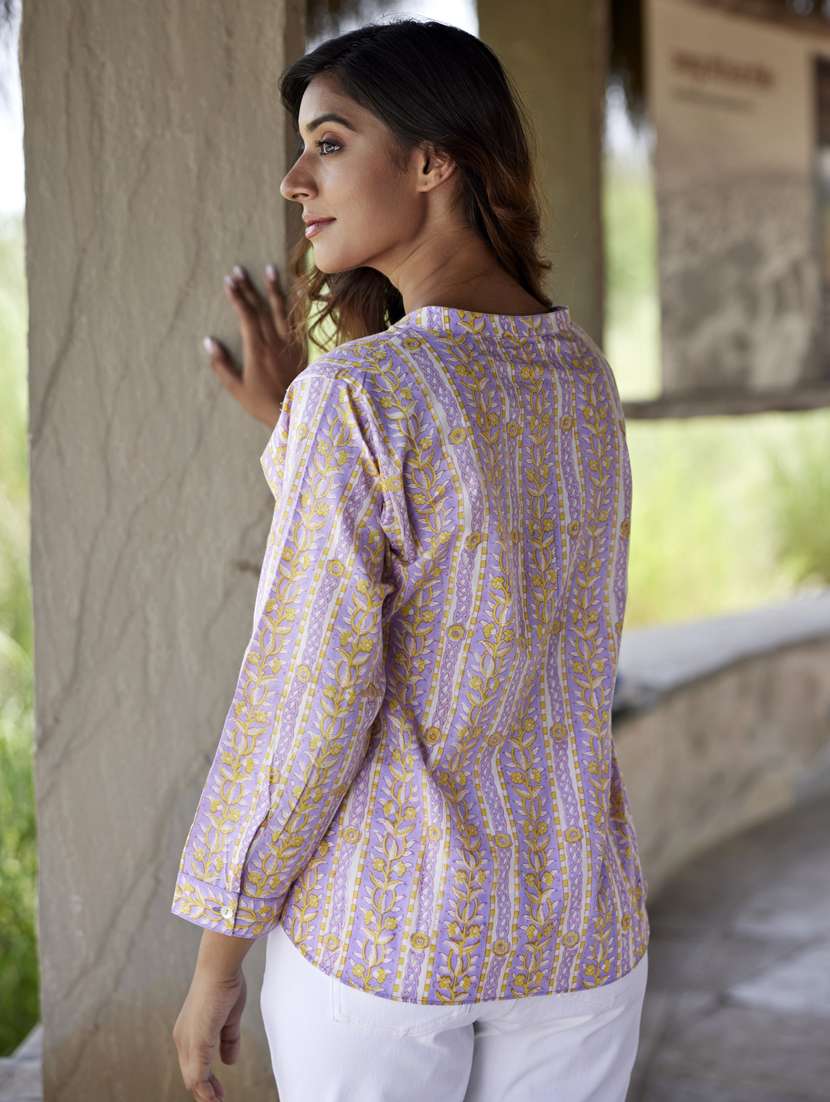 women printed long sleeve a-line ethnic top - 21956005 - Standard Image - 4