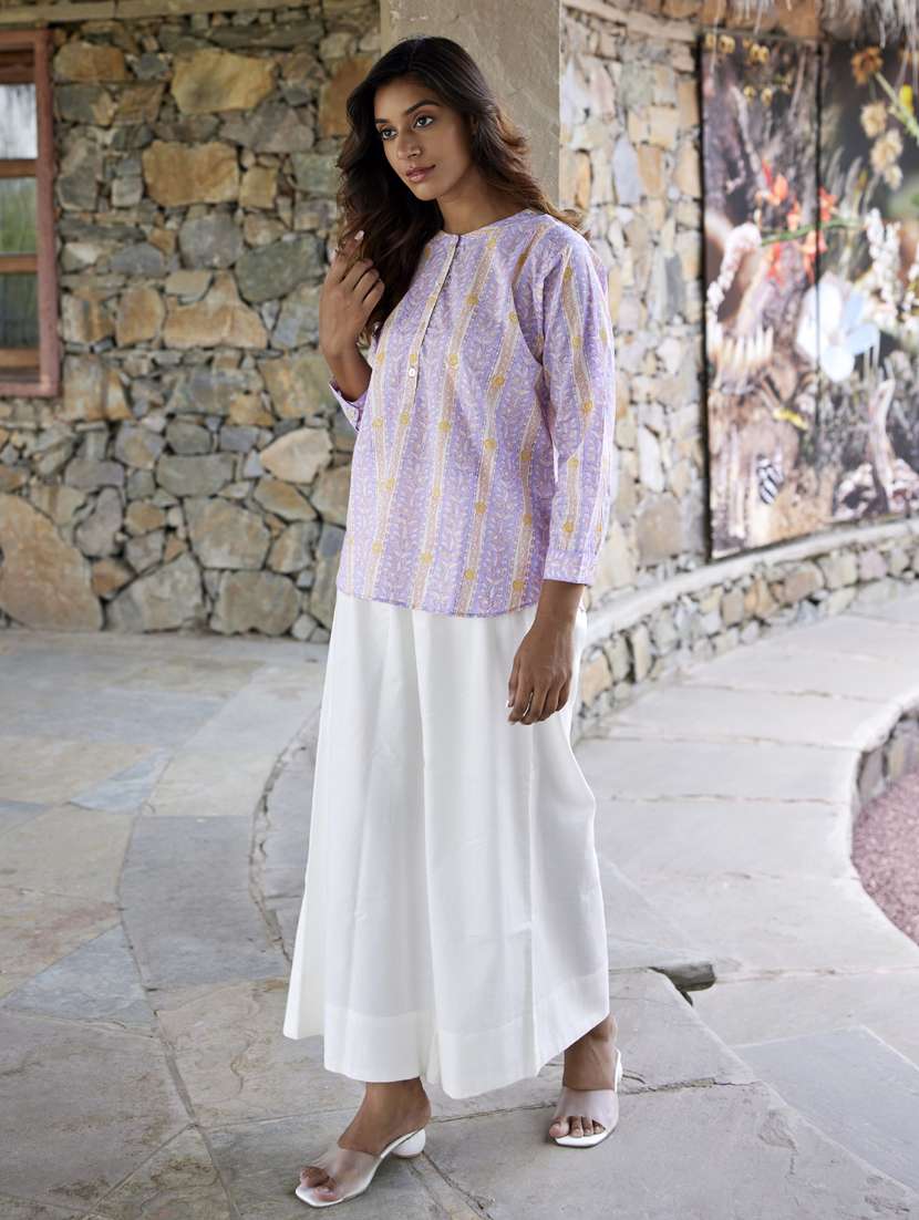 women printed long sleeve a-line ethnic top - 21956006 -  Standard Image - 1