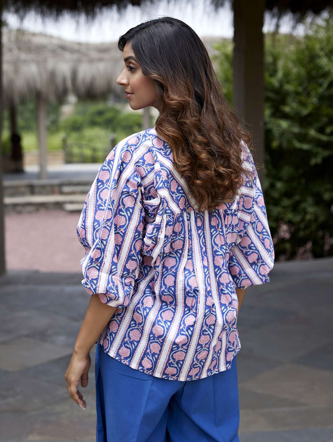 women printed notch neck a-line ethnic top - 21956008 - Standard Image - 4
