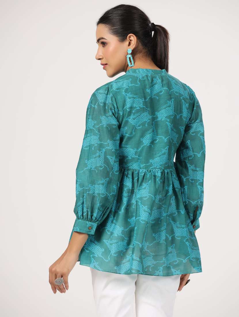women three quarter sleeve peplum ethnic top - 21956010 - Standard Image - 4