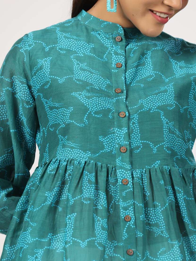 women three quarter sleeve peplum ethnic top - 21956010 - Standard Image - 6