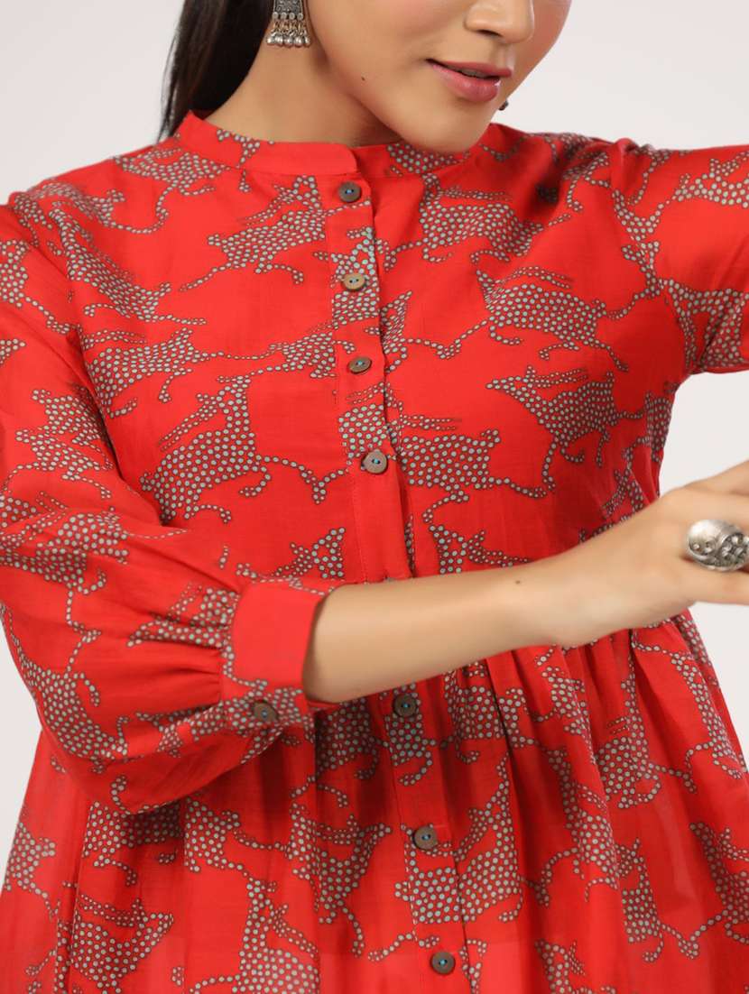 women three quarter sleeve peplum ethnic top - 21956011 - Standard Image - 6