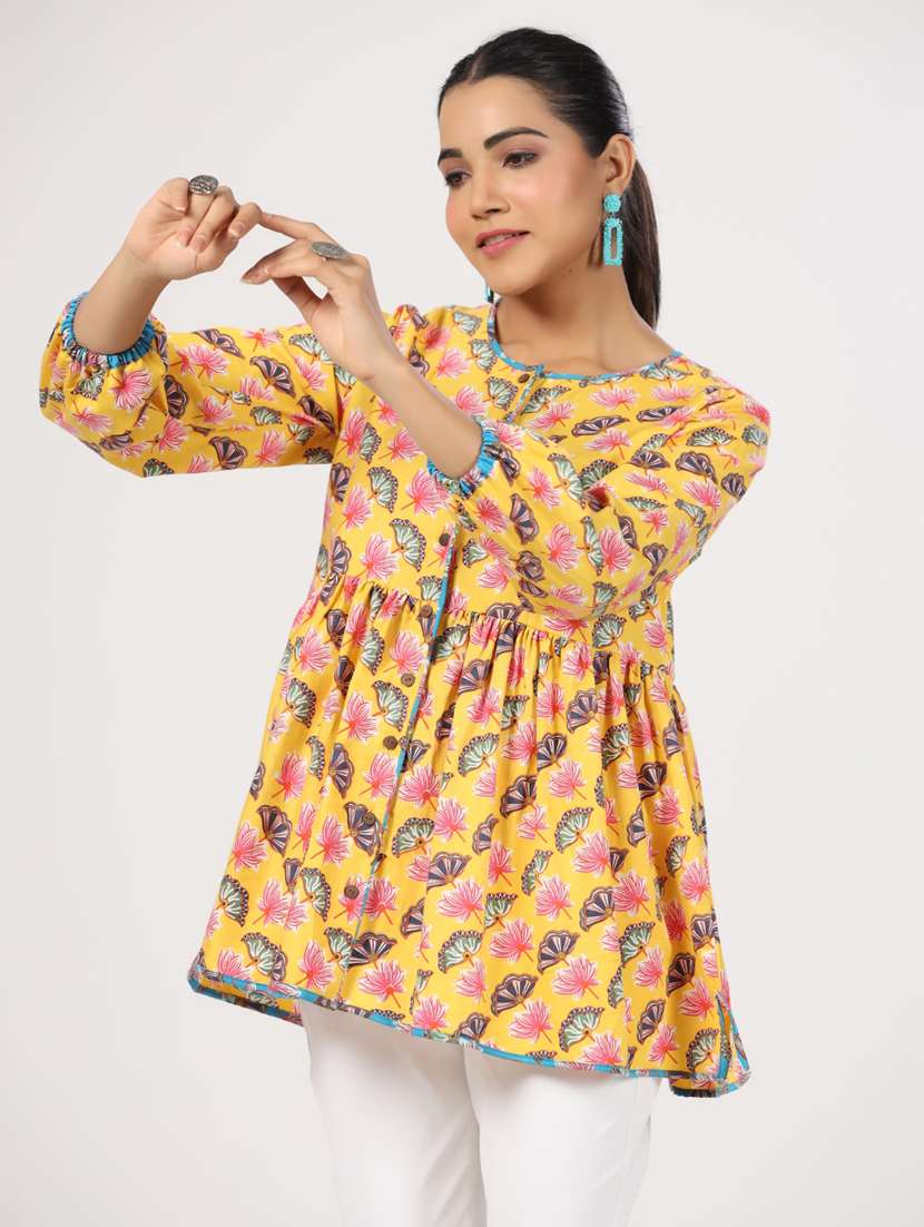 women three quarter sleeve peplum ethnic top - 21956014 - Standard Image - 4