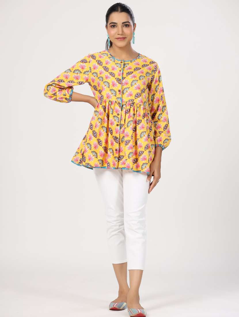 women three quarter sleeve peplum ethnic top - 21956014 - Standard Image - 6