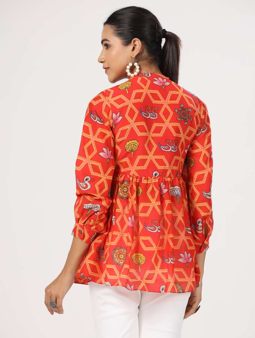 women three quarter sleeve peplum ethnic top - 21956017 - Standard Image - 4