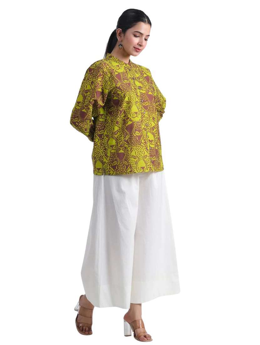 women green printed three quarter sleeve ethnic top - 21956023 -  Standard Image - 1