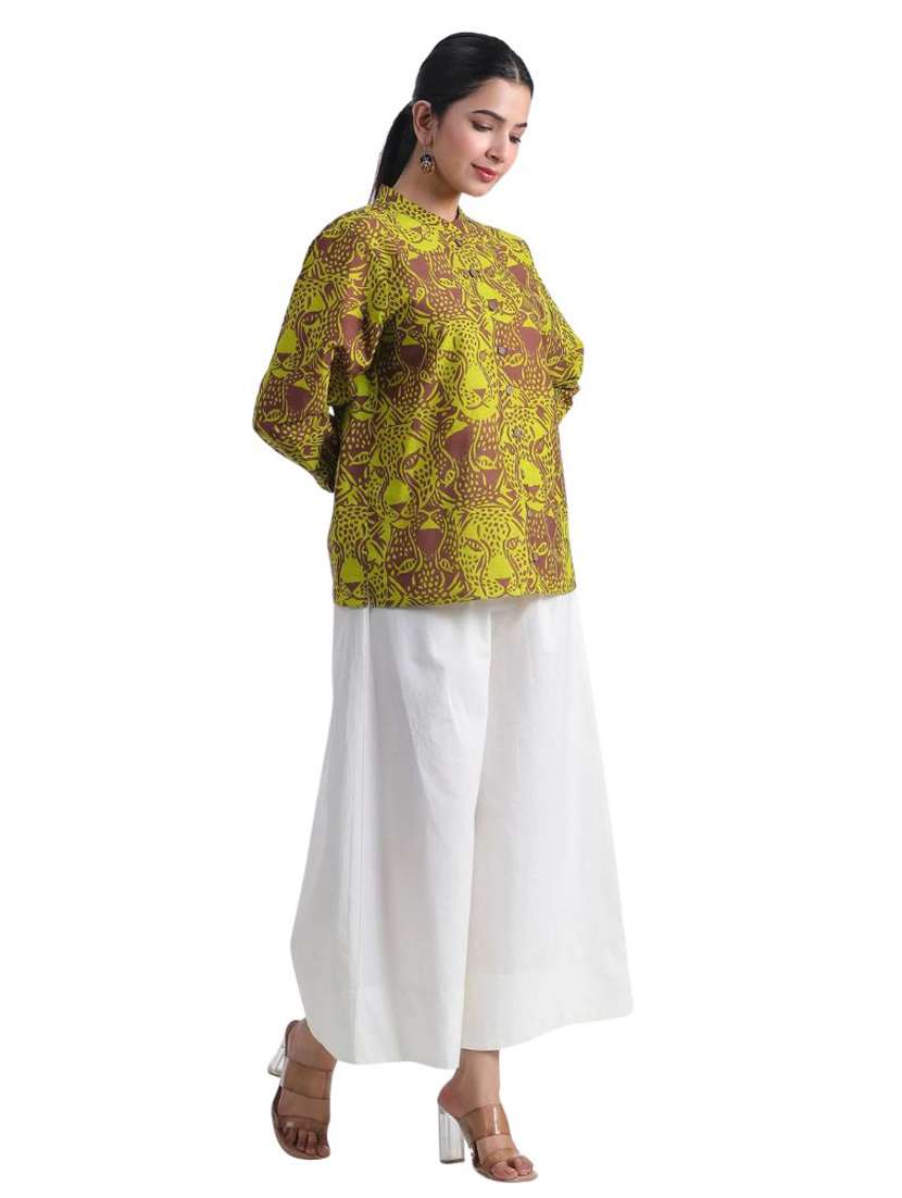 women green printed three quarter sleeve ethnic top - 21956024 -  Standard Image - 1