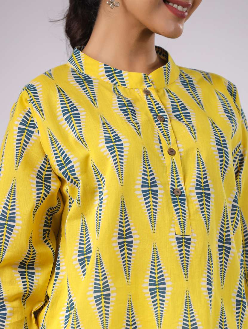 women yellow printed three quarter sleeve ethnic top - 21956026 - Standard Image - 6