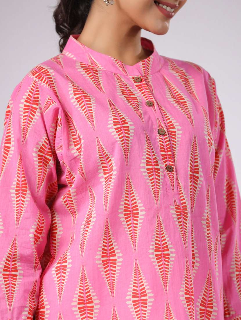 women pink printed three quarter sleeve ethnic top - 21956027 - Standard Image - 6