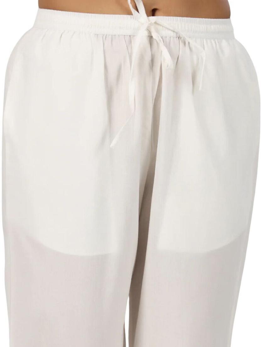 women white solid mid rise tapered pant - 21956030 - Standard Image - 4