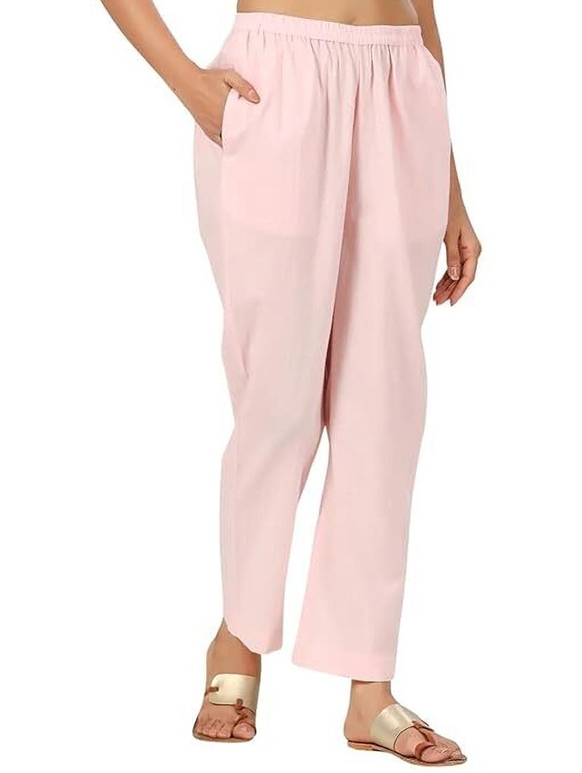 women pink solid mid rise tapered pant - 21956031 -  Standard Image - 1