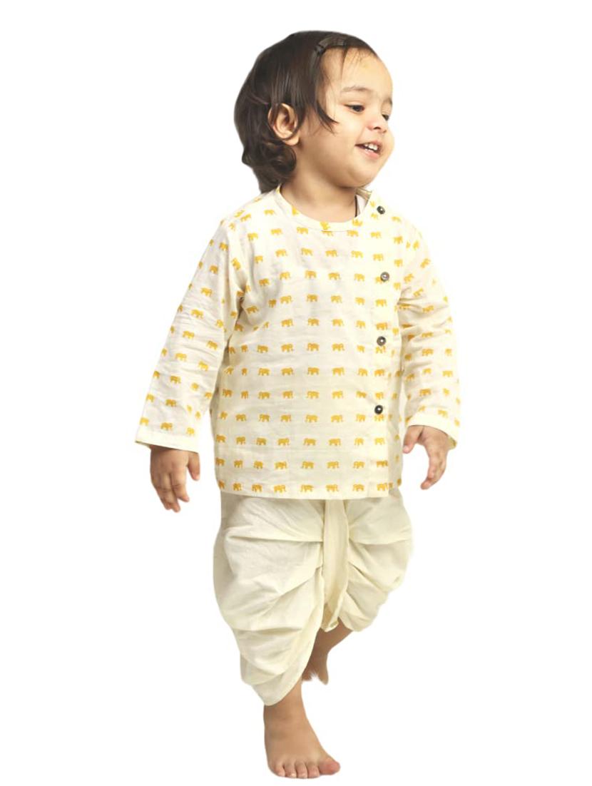 boys printed long sleeve kurta and dhoti set - 21956058 - Standard Image - 1