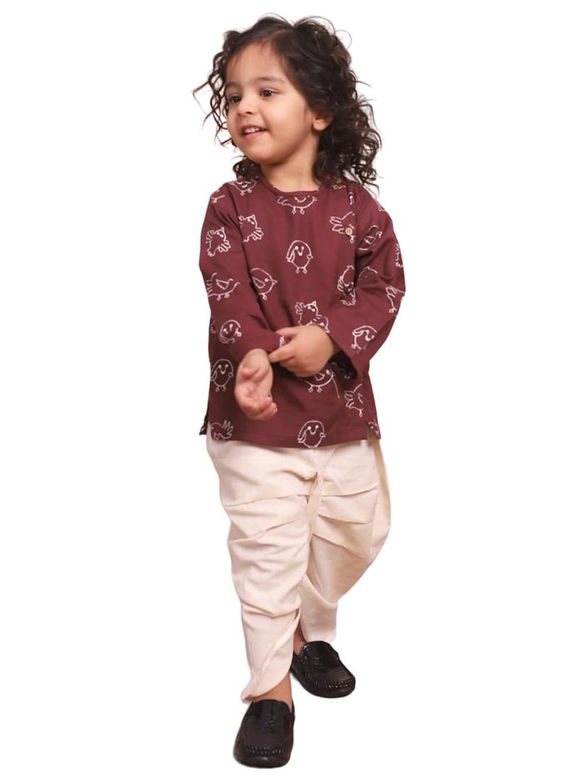 boys printed long slevee kurta and dhoti set - 21956061 - Standard Image - 1