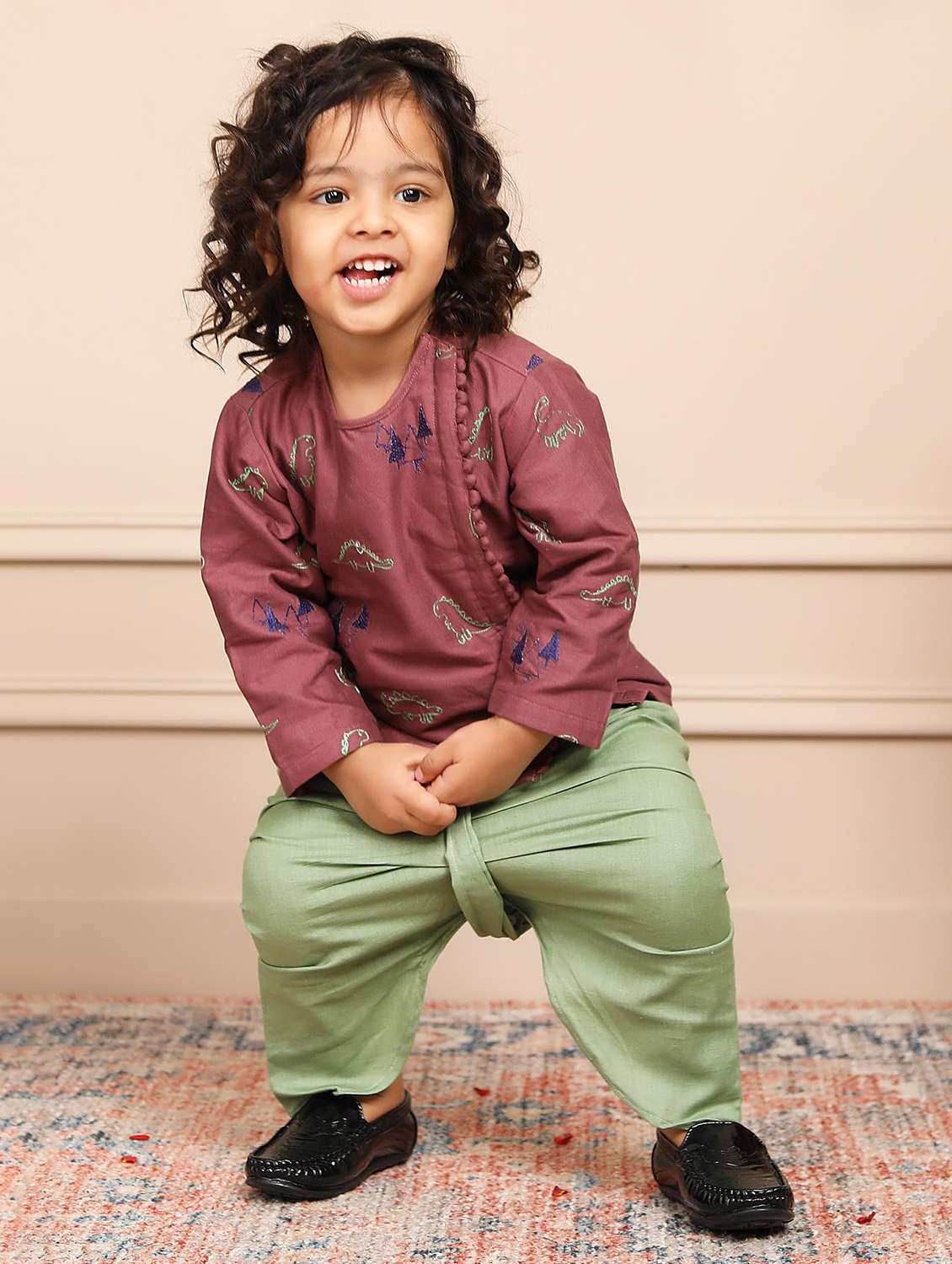 boys embroidered kurta and dhoti set  - 21956063 -  Standard Image - 1