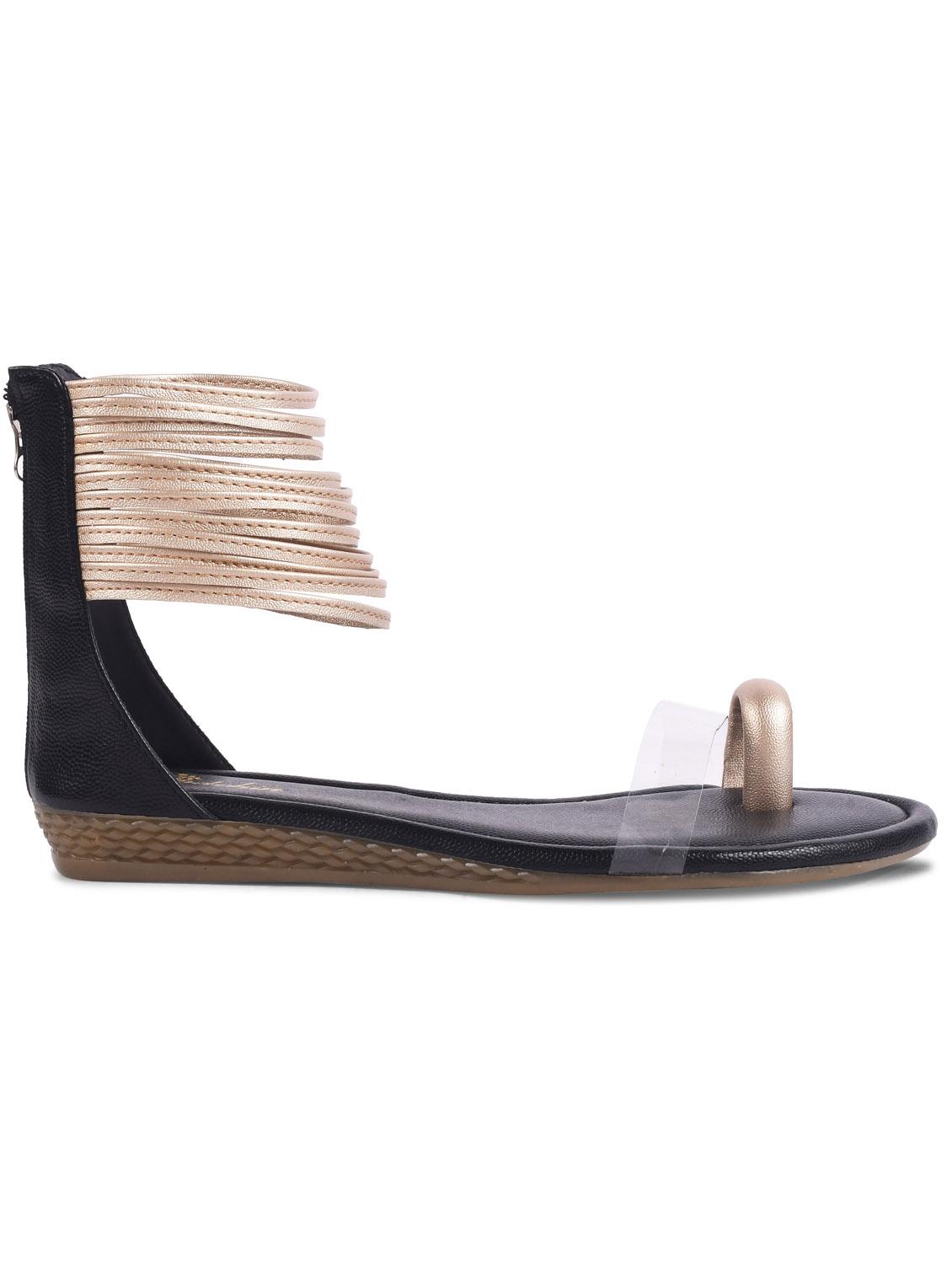 women black & gold gladiators sandal - 21956072 -  Standard Image - 1