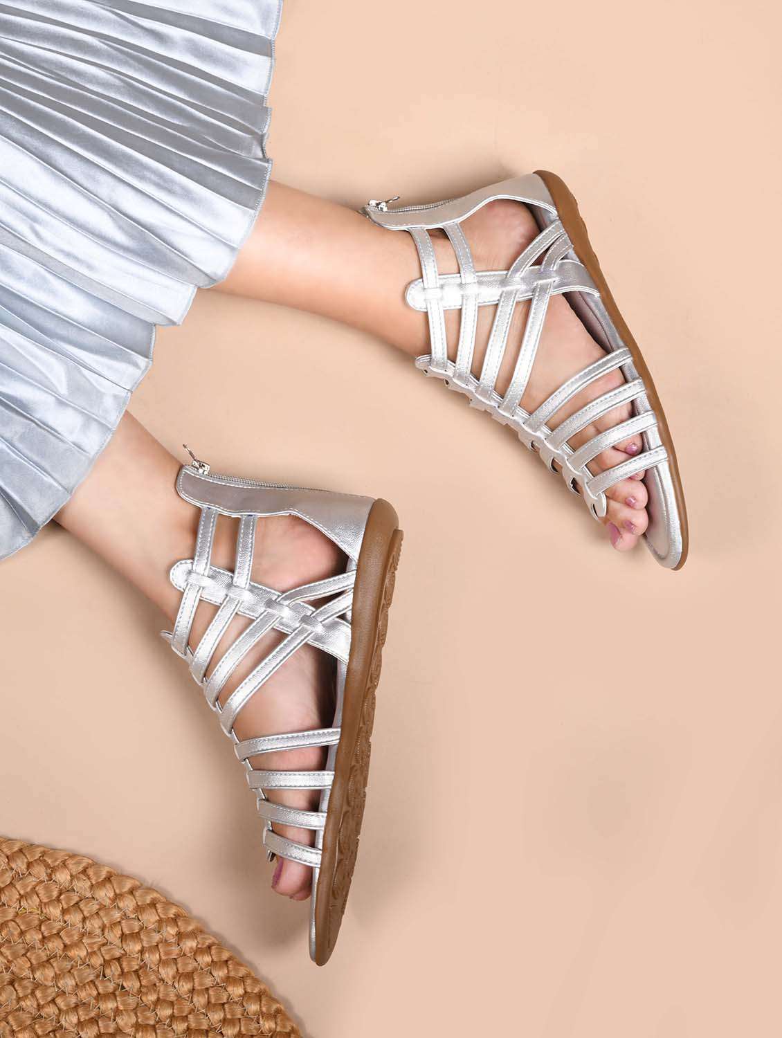 women silver gladiators sandal