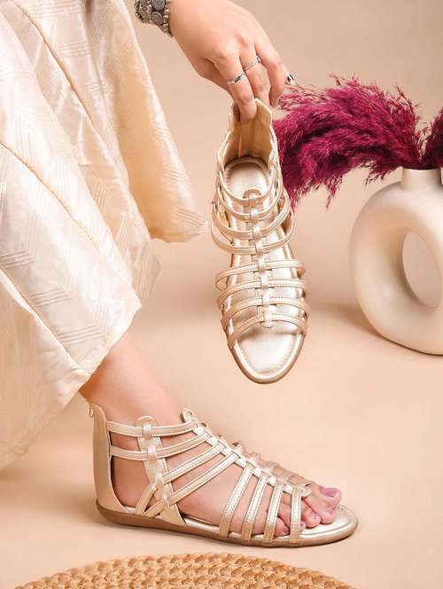 women gold gladiators sandal - 21956084 -  Standard Image - 0