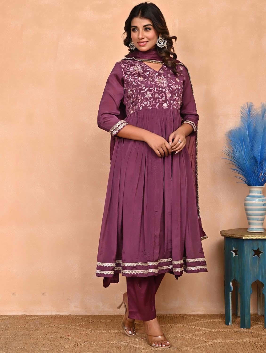 women three quarter sleeve kurta pant with dupatta set - 21956085 -  Standard Image - 1