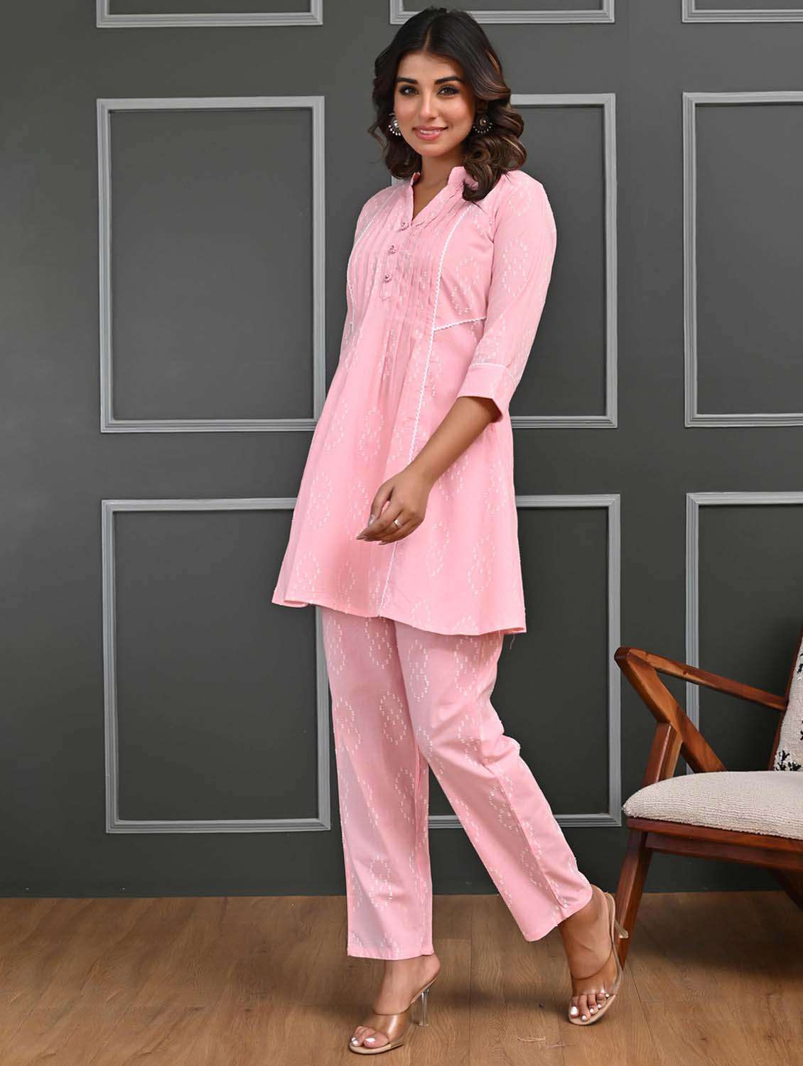 women three quarter sleeve ethnic co-ord set - 21956106 -  Standard Image - 1