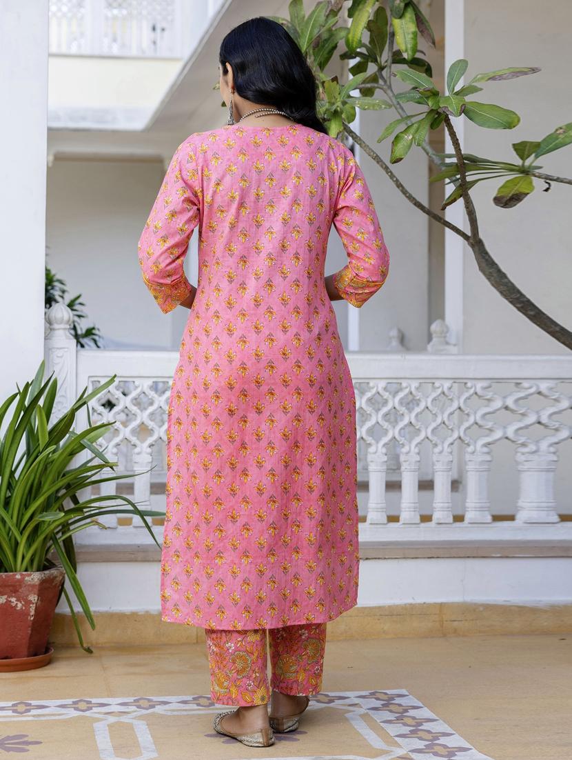 women three quarter sleeve kurta pant with dupatta set - 21956149 - Standard Image - 4