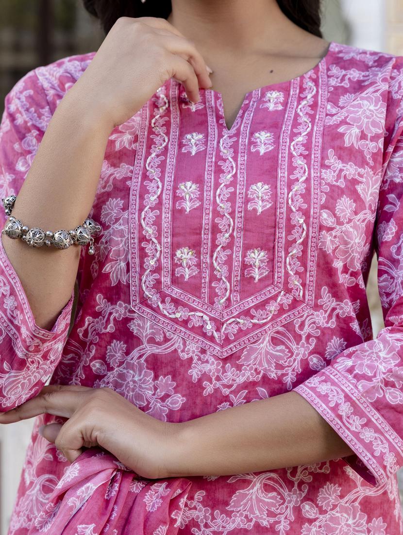 women three quarter sleeve kurta pant with dupatta set - 21956156 - Standard Image - 6