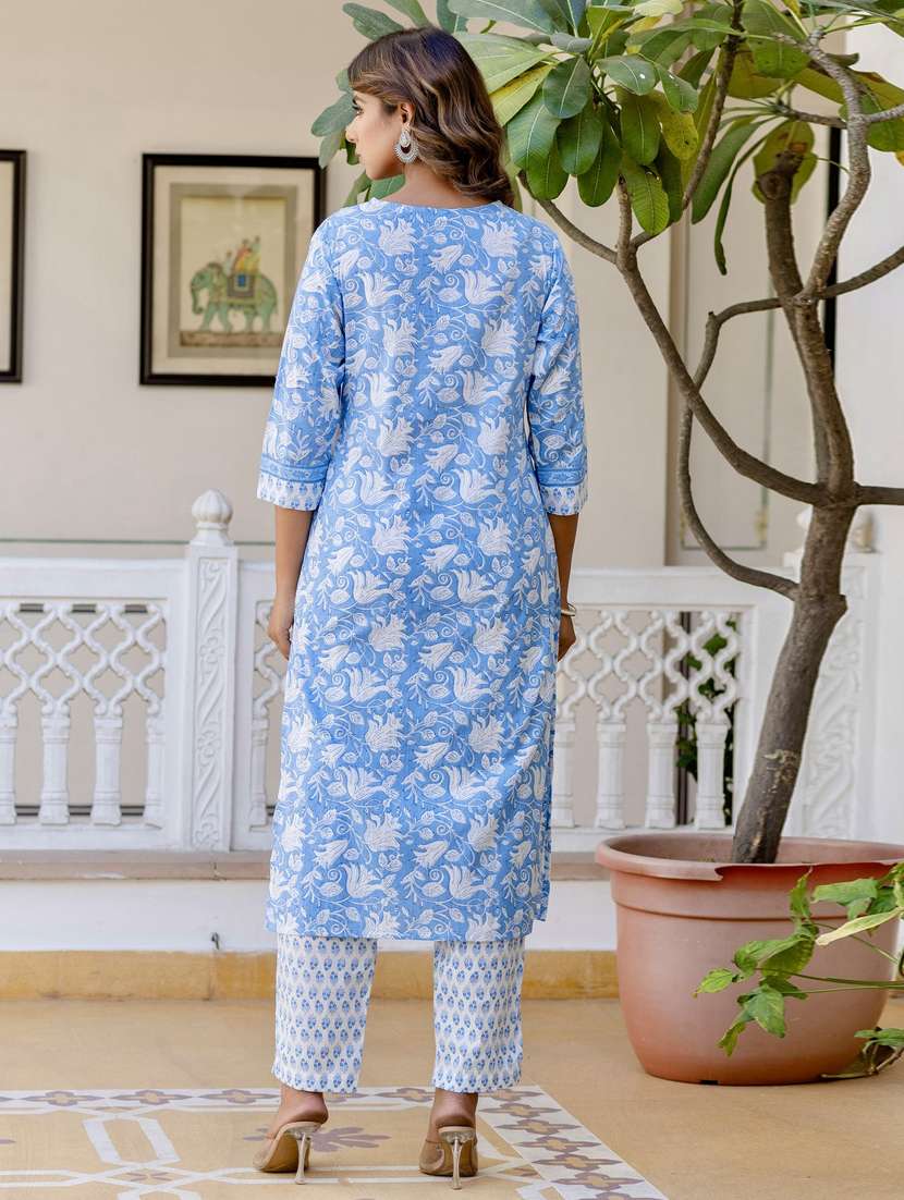 women three quarter sleeve kurta pant with dupatta set - 21956170 -  Standard Image - 4