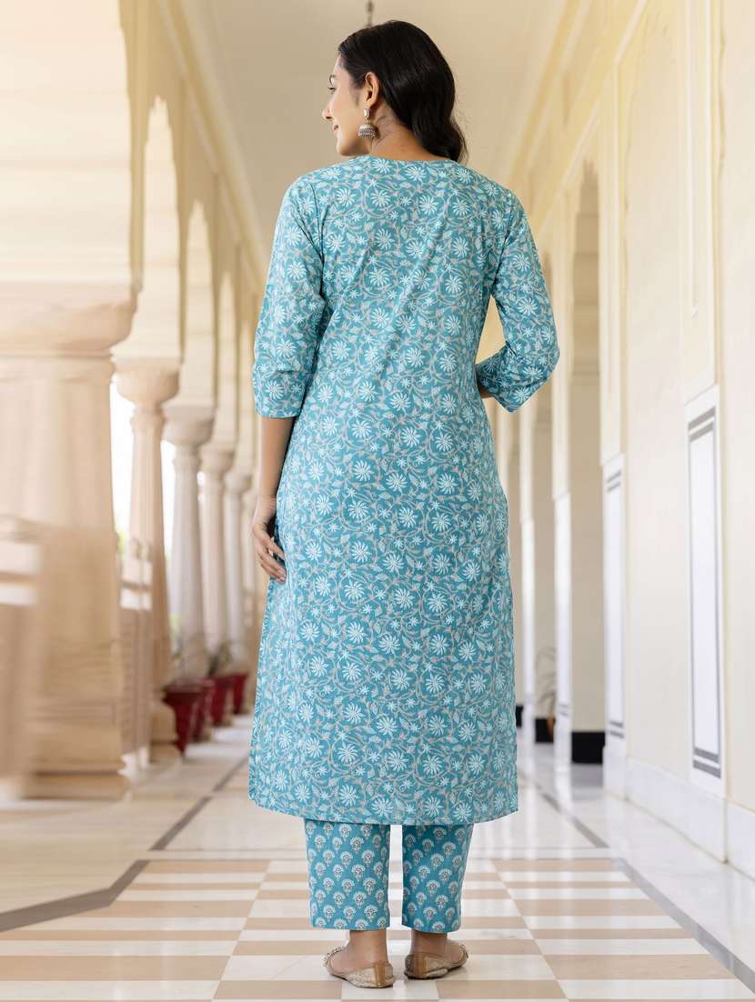 women three quarter sleeve kurta pant with dupatta set - 21956177 -  Standard Image - 4