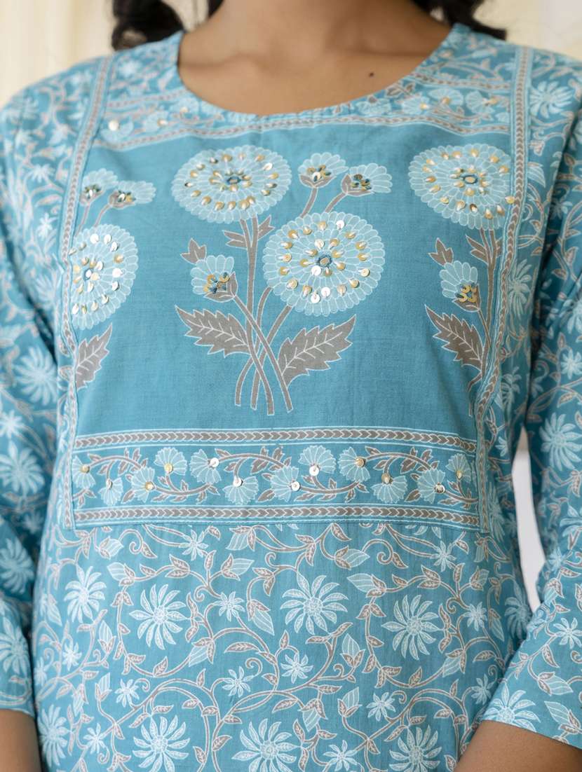 women three quarter sleeve kurta pant with dupatta set - 21956177 -  Standard Image - 6