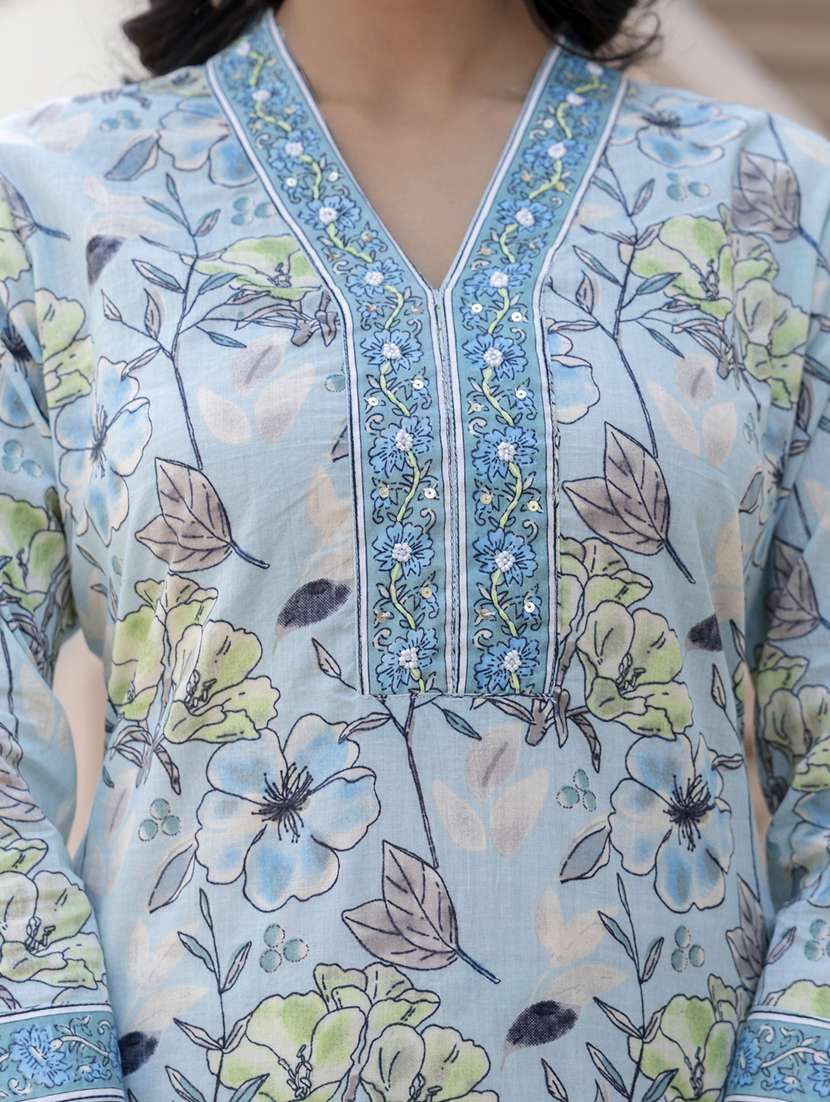 women three quarter sleeve kurta pant with dupatta set - 21956178 -  Standard Image - 6