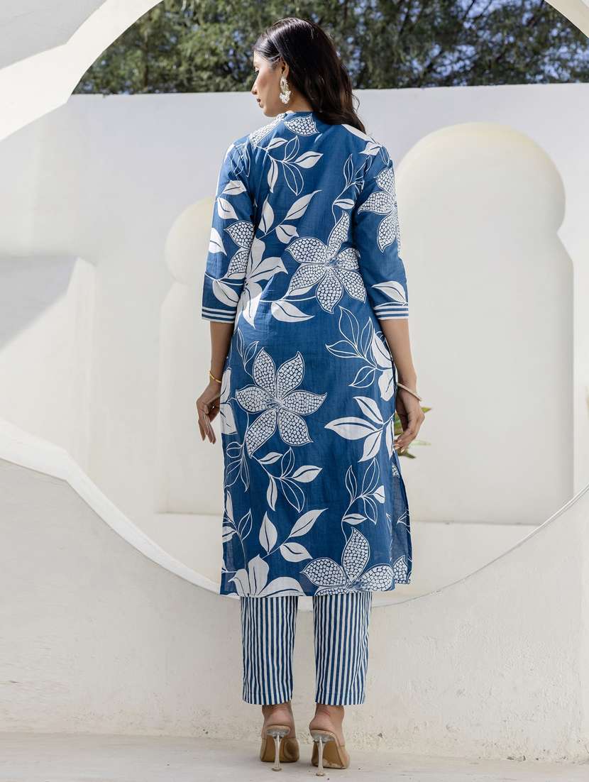 women three quarter sleeve kurta pant with dupatta set - 21956185 -  Standard Image - 4