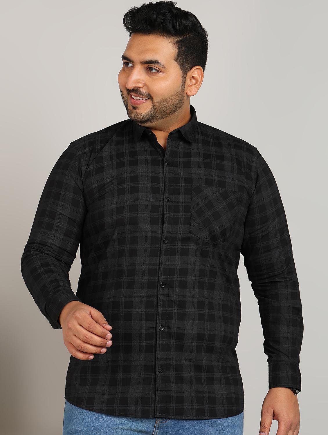 men plus size checkered long sleeve regular fit casual shirt - 21956190 -  Standard Image - 1