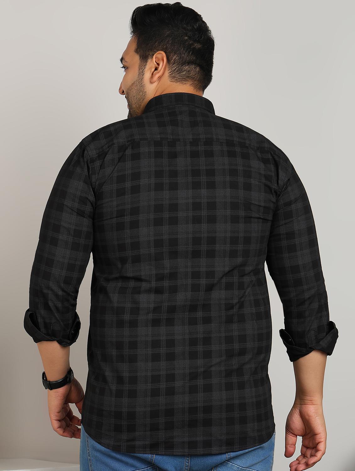 men plus size checkered long sleeve regular fit casual shirt - 21956190 - Standard Image - 4